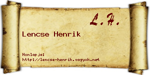 Lencse Henrik névjegykártya